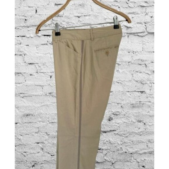 Theory Womens Beige Cotton & Lycra Bootcut Trousers Tuxedo Stripe Size 4 - Picture 2 of 7